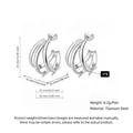 Polished silver titanium steel triple hoop earrings with 25mm height dimension details - 25mm / Classic Oval Style (PJER282) / Steel
