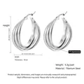 Silver triple-hoop titanium steel earrings measuring 28mm by 25mm in high-polish finish - 25mm / Simple Polished Hoop (PJER255) / Steel