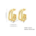 Golden double-loop C-shaped titanium steel earrings with detailed size measurements - 25mm / Twisted Layered Hoop (PJER218) / Gold