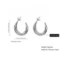 Three-layer silver titanium steel hoop earrings with polished finish and triple arc design - 25mm / Fashion Torsion Style (PJER292) / Steel