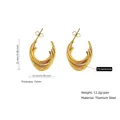 Golden titanium steel twisted rope earrings, size 25mm height and width, weight 12.2g - 25mm / Unique Wave Pattern (PJER289) / Gold
