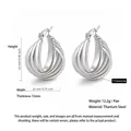 Silver triple-layered titanium steel hoop earrings with secure click-top closure - 20mm / Mini Layered Hoop (PJER300) / Steel