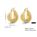 25mm gold chunky hoop earrings in titanium steel with triple layered semi-arc design - 20mm / Mini Layered Hoop (PJER301) / Gold