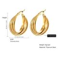 Three-layer titanium steel gold hoop earrings for women measuring 28mm by 23mm - 23mm / Simple Polished Hoop (PJER256) / Gold