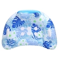 Inflatable water pool float lounge chair with blue monstera leaf pattern on white base - U-Shaped Water Lounger / Monstera Leaf (Blue) - U-Shaped Float