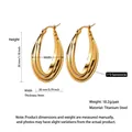 Polished golden titanium steel oval hoop earrings with 30mm height and 20mm width details - 30MM / Medium Geometric Hoop (PJER234) / Gold