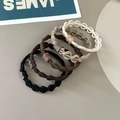 5-pack wave textured elastic hair ties in neutral Morandi colors with metal accents - 5-piece Bow Tie Set