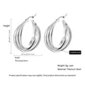 Triple-layered silver titanium steel hoop earrings featuring modern wide band design - 23mm / Simple Polished Hoop (PJER255) / Steel