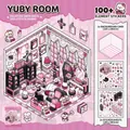 Pink and black gothic style room stickers set with furniture elements and 100+ pieces - Subculture Style Room