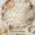 Creamy white artificial silk rose petals in a wooden tray for wedding room decor - Pre-separated Cream White