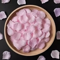 Pink and lilac faux silk rose petals displayed on a wooden tray for wedding decor - Pre-separated Pink