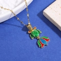 Squisita collana pesce in argento S925 con smalto verde e finitura dorata elegante - Pesce Rosso Colorato