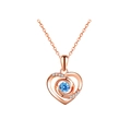 Collana con ciondolo a cuore oro rosa con gemma blu e zirconi su catena O in argento - Argento 925 / Zircone Blu Oro Rosa