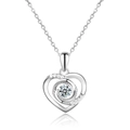 Elegante collana con ciondolo a cuore in argento sterling S925 con cristallo lucido - Argento 925 / Zirconia Bianca Oro Bianco