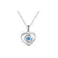 Collana in argento S925 con pendente a cuore, gemma blu grande e accenti di diamanti - Argento 925 / Zircone Blu Argento