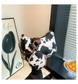 Cow pattern underarm bag with small round coin purse and brown wide strap for women - Cow Print Style