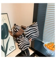 Zebra pattern shoulder bag with a mini round coin purse and brown wide woven strap - Zebra Print