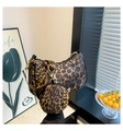 Leopard print crescent shoulder bag with matching mini round coin purse set - Leopard Style