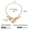Gold stainless steel ocean necklace with seashell, starfish and cowboy boot charms - Conch Cowboy Boot Pendant Style (JDN2408021)