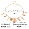 Gold stainless steel ocean charm necklace with pink pearls and seashell pendants - Heart Starfish Ocean Pendant Style (JDN2408020)
