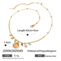 Gold shell and turquoise bead stainless steel charm necklace on white background - Star Shell Mineral Bead Style (JDNW2405049)