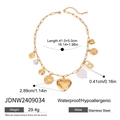 Waterproof gold stainless steel necklace with sun and heart charms for beach beach vacation - Love Heart Sun Disc Style (JDNW2409034)