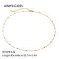 Titanium steel colorful beaded necklace with elegant gold chain for beach vacation style - Colored Bead Thin Chain Style (JDNW2403035)