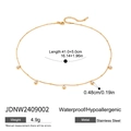 Gold stainless steel necklace with five clear CZ charms and adjustable length chain - Zircon Round Pendant Thin Chain Style (JDNW2409002)