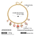 Gold stainless steel necklace with colorful heart and star charms on a chunky link chain - Cherry Tulip Heart Pendant Style (JDN0203034)