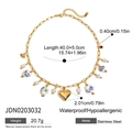 Gold stainless steel necklace featuring heart, pearl, and blue porcelain pendants - Vase Ruby Pearl Heart Style (JDN0203032)