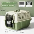 Green and white portable pet flight carrier with metal door and bowl, 45.5cm for 6kg cats - No. 1 Aviation Box (46x31x31cm) / Green