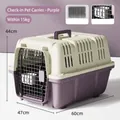 Caisse de transport violette pour chats et chiens de moins de 15kg avec bol - Caisse d'aviation No. 3 (60.2x44.5x47.5cm) / Violet