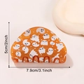 Translucent orange pumpkin hair claw clip with ghost patterns and glitter finish - Glitter Orange Ghost