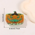 Luminous Halloween pumpkin claw clip in orange and green acetate with size dimensions - Luminous Pumpkin
