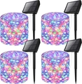 Detail of 4-pack multicolor solar copper wire lights with solar panels and ground stakes - 7m 50 LEDs-Waterproof Battery Box with Remote / Colorful