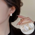 Elegant gold-trimmed white teardrop stud earrings for women in minimalist style - White Gold Teardrop Studs (ED2221)
