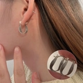 Braided S925 sterling silver hoop earrings with vintage texture on a female model - S925 Silver Braided Hoop Earrings (ED1698)