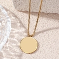 Minimalistische gouden roestvrijstalen ketting met grote ronde hanger en box-ketting - Gouden ronde ketting