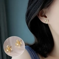 Elegant gold flower stud earrings with matte finish and five-petal floral design - Gold Matte Flower Stud Earrings (ED942)