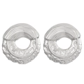 Irregular silver titanium steel round stud earrings with textured dual-finish surface - Steel Color (2682)