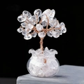 Handmade clear crystal money tree in glass jar with copper wire and stone base - [36 Pieces] White Crystal (for Mini Fish Tanks Approx. 2.5cm)