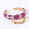 Macro shot of silver and rose red rhinestone heart headband with anti-slip velvet lining - White Red Heart