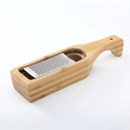 Acacia wood cheese grater with stainless steel blade and built-in storage container - Bamboo Handle Style With Internal Box