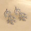 Silver coral branch earrings with detailed organic texture in a nature-inspired design - Coral Shape Stud Earrings - Silver