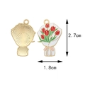 Red tulip flower enamel alloy pendant charm with 2.7cm height and golden border - Red Tulip Bouquet