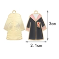 DIY graduation gown metal charm pendant with black enamel finish and gold texture detail - Pink Academic Gown