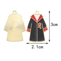 Black enamel graduation gown charm with gold finish back, size 3cm by 2.1cm for DIY jewelry - Red Academic Gown