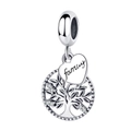 S925 sterling silver family tree charm with heart pendant and sparkling zircons - Iris Style (YKF110)