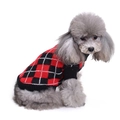 Maglione per cani a quadri rossi e neri con bordi a coste per calore e comfort invernale - S / Quadri Rossi Neri (MYD46)