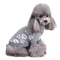 Maglione lavorato a maglia grigio per animali con teschio bianco per cani e gatti - S / Teschio Grigio (MYD20)